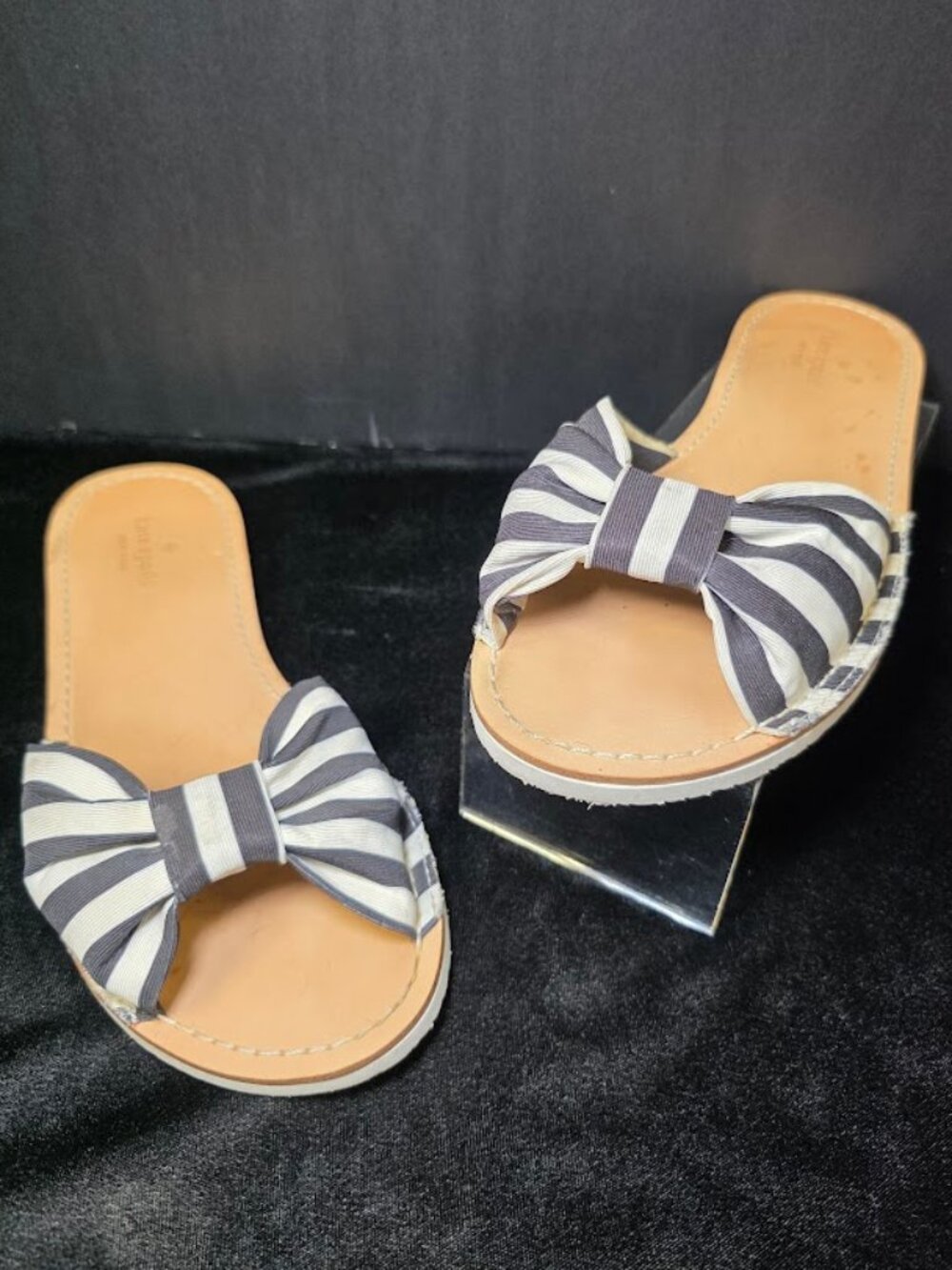 Kate Spade NY Slippers/Sandals Black White Stripes Size 8M